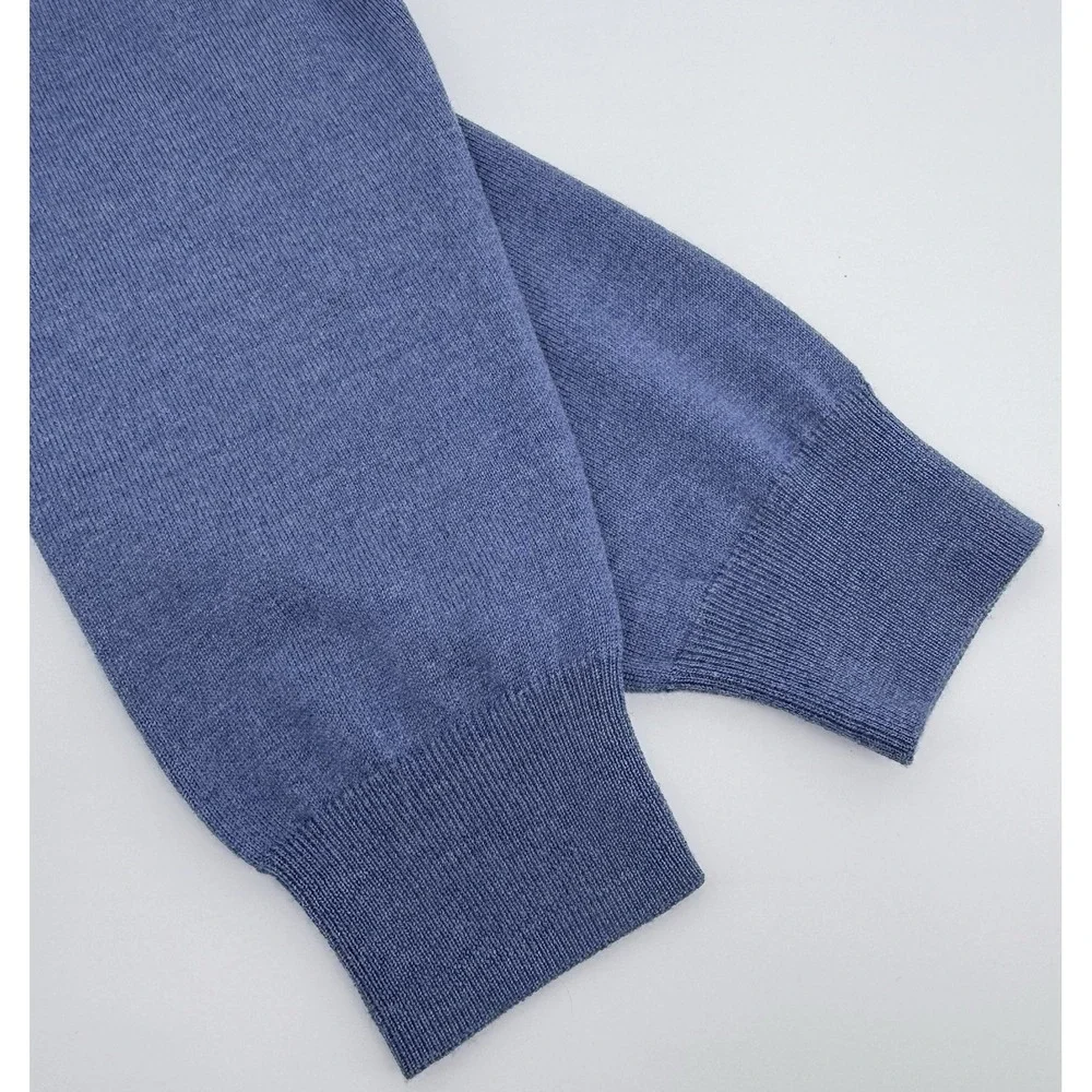 Jos A Bank Traveler Sweater Men's XL Blue 1/4 Zip Merino Wool